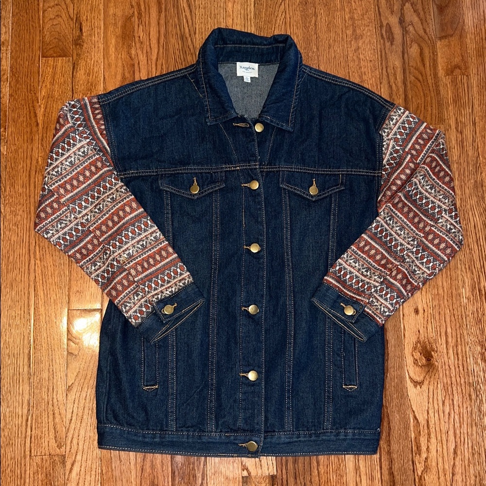 Hayden Los Angeles Dark Wash Patterned Denim Jean Jacket Women’s Size Small